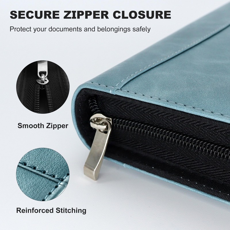 Convend Zip Series Premium Faux Leather A5 6-Ring Portfolio Binder
