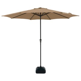 COBANA 11ft Patio Umbrella with Base Included, Large Outdoor Market Umbrella with Stand, Beige