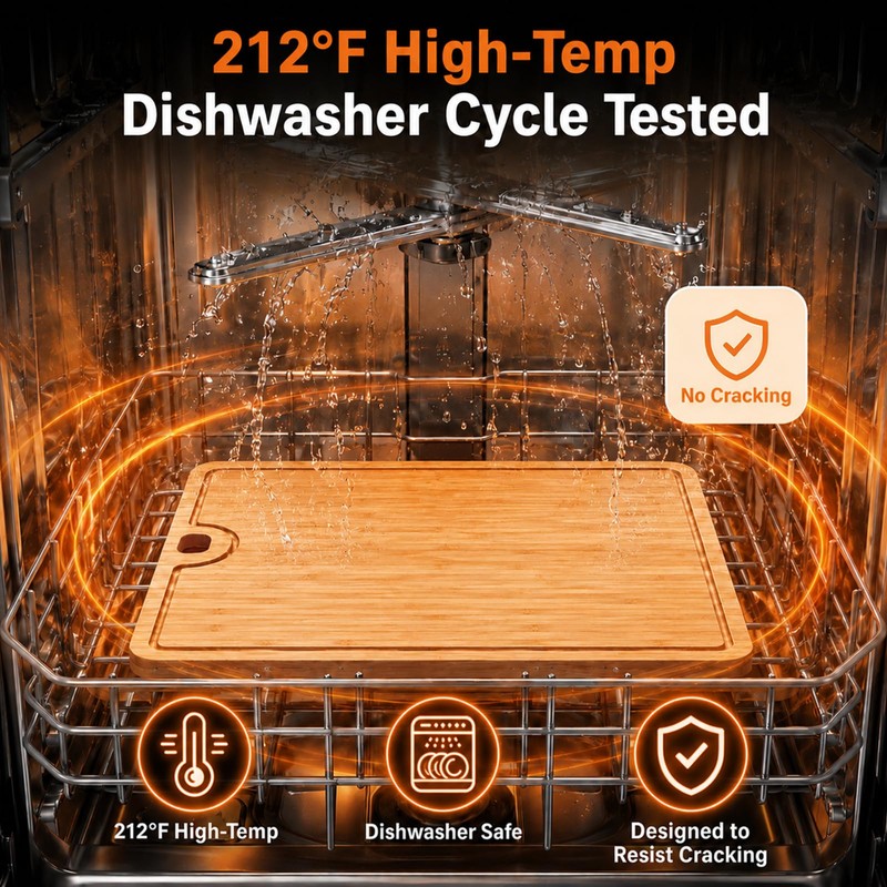Dishwasher Safe Bamboo Cutting board: 212°F High-Temp Cycles, No Cracking
