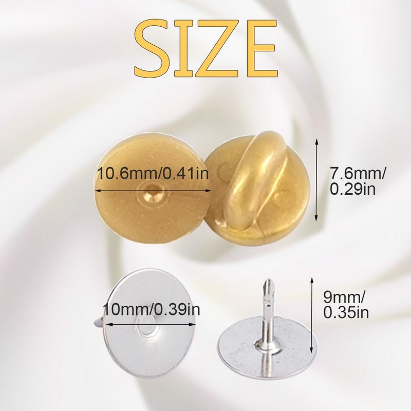 Ruidee 200 Pcs/100 Pairs Tie Tack Pin Backs with Blank