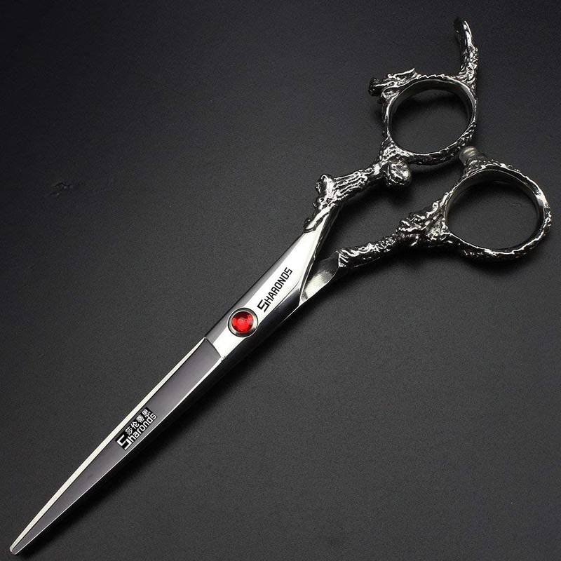 6 Inch Hairdressing Scissors, 17.5 cm, Silver/Black, 440C Hairdressing Scissors,