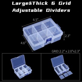 TOHOCH Washi Tape Storage Box, 6-Compartment Grid Slot Plastic Storage Box Jewelry Bead Tool for Washi Tape, Art Supplies and Sticker Container Organizer Case