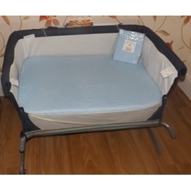 2 x Baby Crib Fitted Sheets to fit Next2Me Crib Sheets - 100% Cotton 1 Blue + 1 White