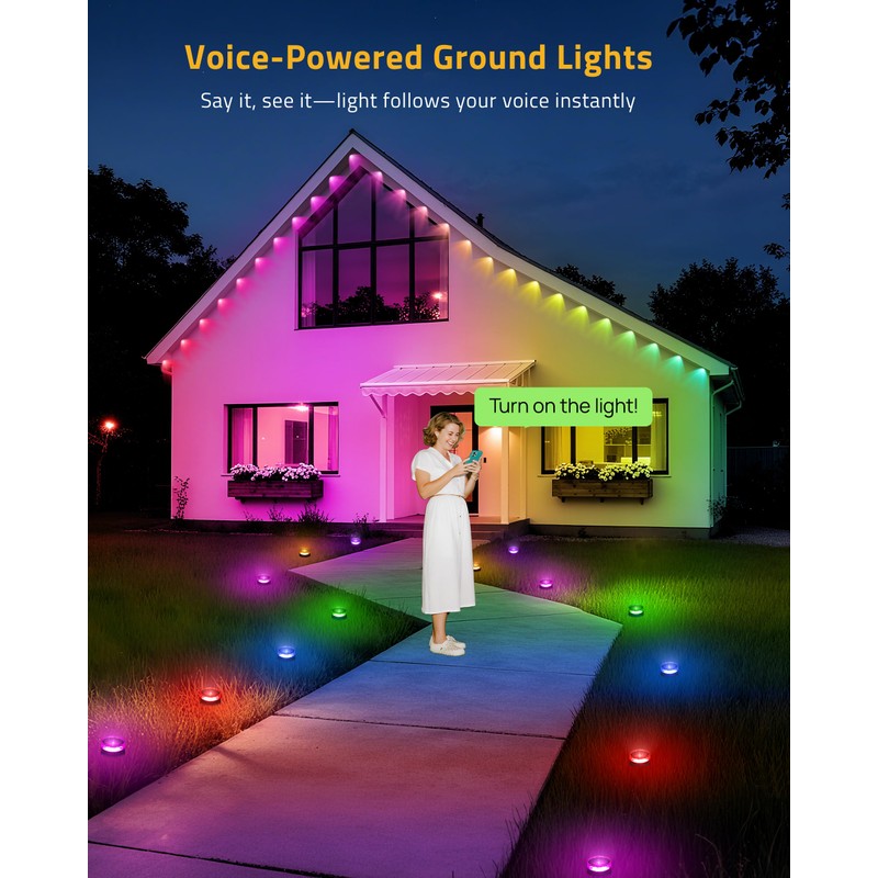 DELITOR Christmas Pathway Lights, 50FT with 15 RGBIC LED Light