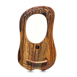 10 Metal Strings lyre harp Engraved Celtic Design Natrual finish tuning key, Carrying bag