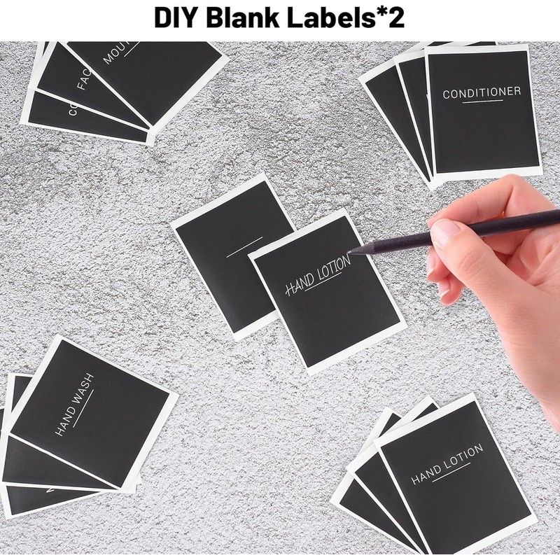 Matte Soap Dispensers with 22 Black Waterproof Labels and Walnut
