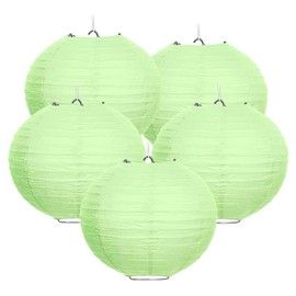 WIRESTER 5 Pack Lanterns (6 Inch) Tissue Paper Decorations for Wedding, Party, Birthday, Baby Shower - Light Green