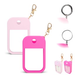 MILASONUS 2 PCS Soft Silicone Case for Touchland Power Mist (1FL. OZ./30 mL), Protective and Stylish Case with Keychain Compatible with Touchland Hand Sanitizer Spray (pink+hot pink)