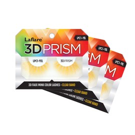 Laflare 3D PRISM COLOR LASH, Silk, Clear band, Fluffy Volume, Faux Mink Colored EyeLashes - 3 PACKS BUNDLE SPECIAL (LPC1X3, YELLOW)