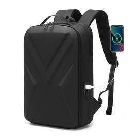 GYakeog Laptop Backpack, EVA Hard Shell, Oxford, Lightweight, Waterproof, USB-C Charging Port, 23L, Retro Style, for Work Travel