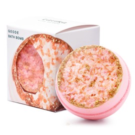 Latika Bath Bomb Rose Quartz Geode Crystal - Sandalwood and Rose Essential Oils for Ultimate Relaxation and Skin Nourishment
