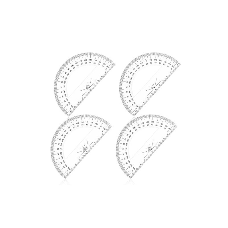 4Pcs Protractors | 180 Degrees Protractor 4.7 Inches Clear Plastic