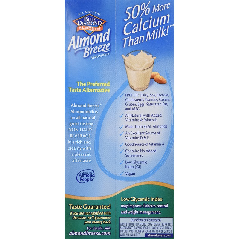 Blue Diamond Almond Breeze Unsweetened Almond Milk - 32 fl