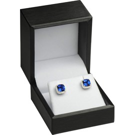 The Jewellery Pak Black Earring Necklace Pendant Set Jewelry Gift Box Premium Soft Touch PU Leather Exterior Material Pure White Velvet Interior Size 2.5〞(W)*2.5〞(D)*2〞(H)