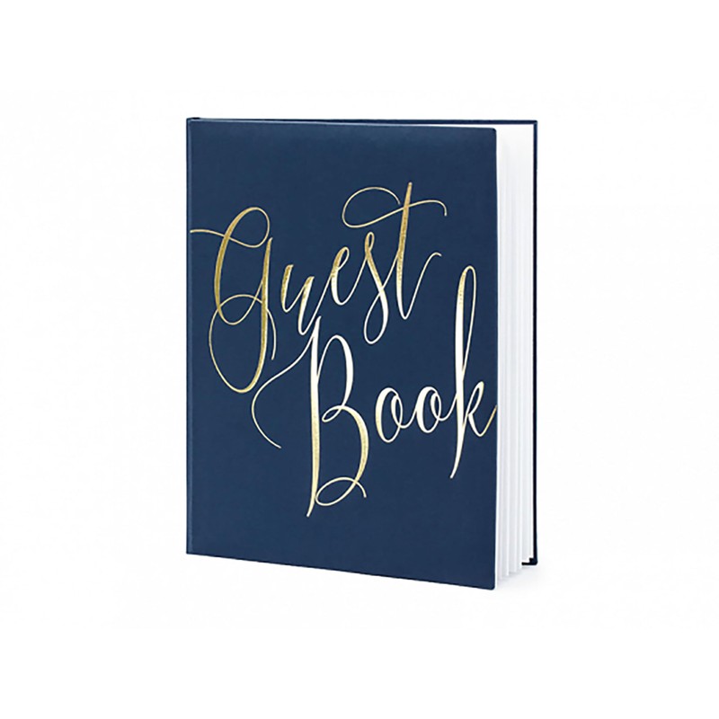 Wedding Guest Book Navy Blue and Gold 20 x 24.5cm