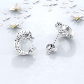 ABIGY Alphabet Earrings 925 Sterling Silver Earrings Initial Stud Earrings Jewellery Gift for Women, One size, Sterling Silver, Turquoise