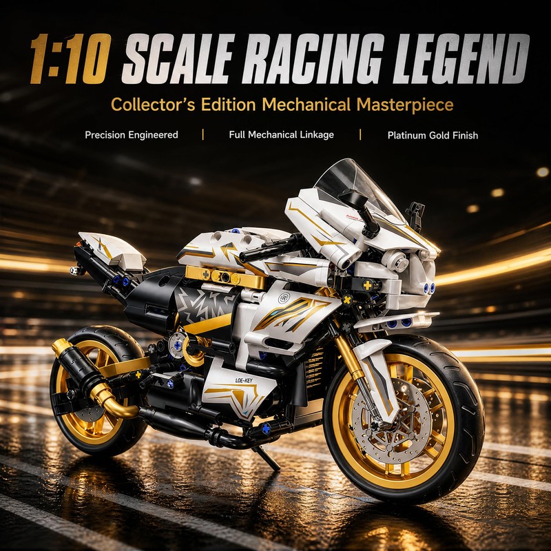 QiqoPoyee Sport Motorcycle 1:10 Scale Model Building Blocks Kits for