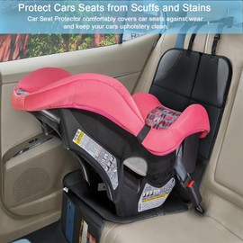 Ldopsa Baby Car Seat Protectors, 2 Pack Seat Protectors with Leather and Fabric Padding, Non-Slip Backing with Mesh Pockets, Waterproof Seat Protectors for Vehicles Baby Pets