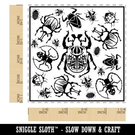 Too Many Bugs Insects and Beetles in a Box Square Rubber Stamp for Stamping Crafting - 1.25in Small