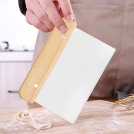 Lithyc Pack of 2 Dough Spatulas, Dough Cutter, Stainless Steel Dough Scraper, Dough Scraper with Wooden Handle, Stainless Steel Dough Spatula for Cakes, Pizza, Bread, Cutting Kitchen Utensils