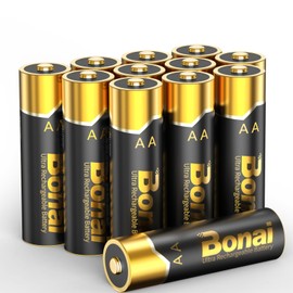 BONAI Rechargeable AA Battery Pro 12 Count, High Capacity 2800mAh NiMH Batteries Low Self Discharge