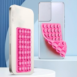 Greensen 6-teilige Handy-Schutzhüllenhalterung mit Saugnapf, Ständerhalter mit 40 Saugnäpfen für Spiegel, Duschkabinen, Smartphones, Alle Doppelseitig, Rutschfester Silikonkleber