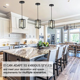 WKWKTOTO 3 Pack Black Pendant Lights Kitchen Island, Industrial Island Lights for Kitchen with Durable Metal Shades, Kitchen Island Lighting for Dining Room, Entryway, Restaurant