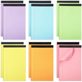 Gueevin 12 Pcs 5'' x 8'' Colored Legal Pads Lined Note Pads Letter Size 40 Sheets Per Notepads Micro Perforated Notebook and Writing Pad for School, College, Office, Business(Multicolor)