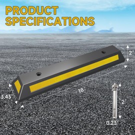 LEIDGG 2Pack Parking Stopper for Garage Parking Aid for Cars with Reflective Stripes Garage Bumpers for Parking Car with 4PC Expansion Screws 18" L x 2" H