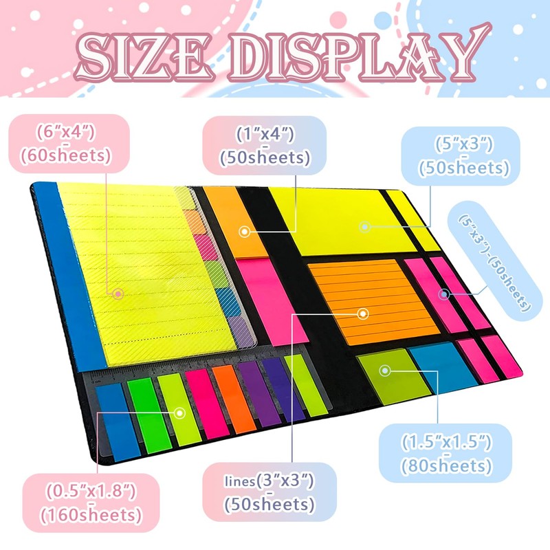 Sticky Notes Set 710 Pack, Divider Sticky Notes Tabs, Office