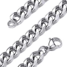 GOLDCHIC JEWELRY Chunky Curb Chain Necklace for Men Women, 9mm Cuban Link Jewellery