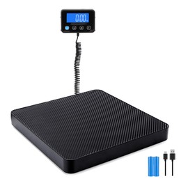 Digital Shipping Scale, 5g High Accuracy 440 lb Postal Scale with Hold and Tare Functions for Parcels/Luggage/Home, Silicone Surface, Extended LCD Display, Batteries and AC Adapter Included
