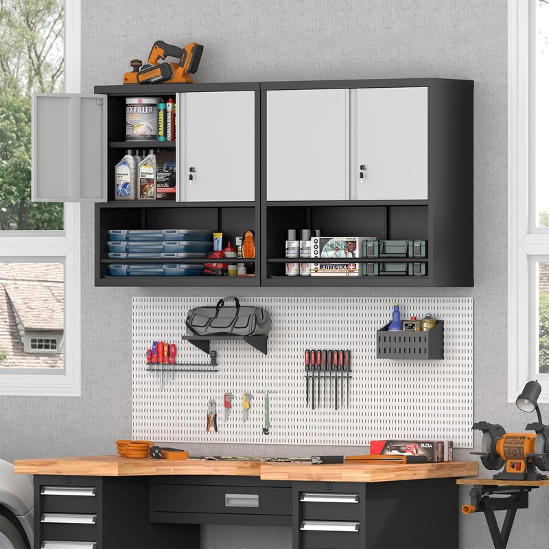 STEELIST Metal Cabinet Wall Mounted, Garage Storage Cabinet Heavy Duty,