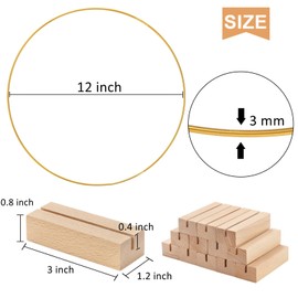 ZOOFOX 12 Pack Metal Floral Hoop Centerpiece with Stand, 12 Inch Large Metal Hoop for Crafts, Wreath Macrame Gold Hoop Rings for DIY Wedding Decor Dream Catcher