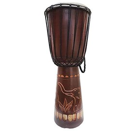 Djembe Drum Carved Bongo African inspired music also a unique gifting idea. Carver Abstract Elephant Giraffe Turtle. (24 Inch, Elephant)