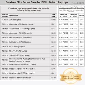 Smatree Laptop Sleeve for 16 inch DELL 16 Plus, for 16 inch DELL Pro 16 PC16250/16 Plus PB16250/Max 16 MC16250/MC16255, for 16inch m16 R2, for 16inch Inspiron 16 2-in-1/16 Plus/16 Case(E613)