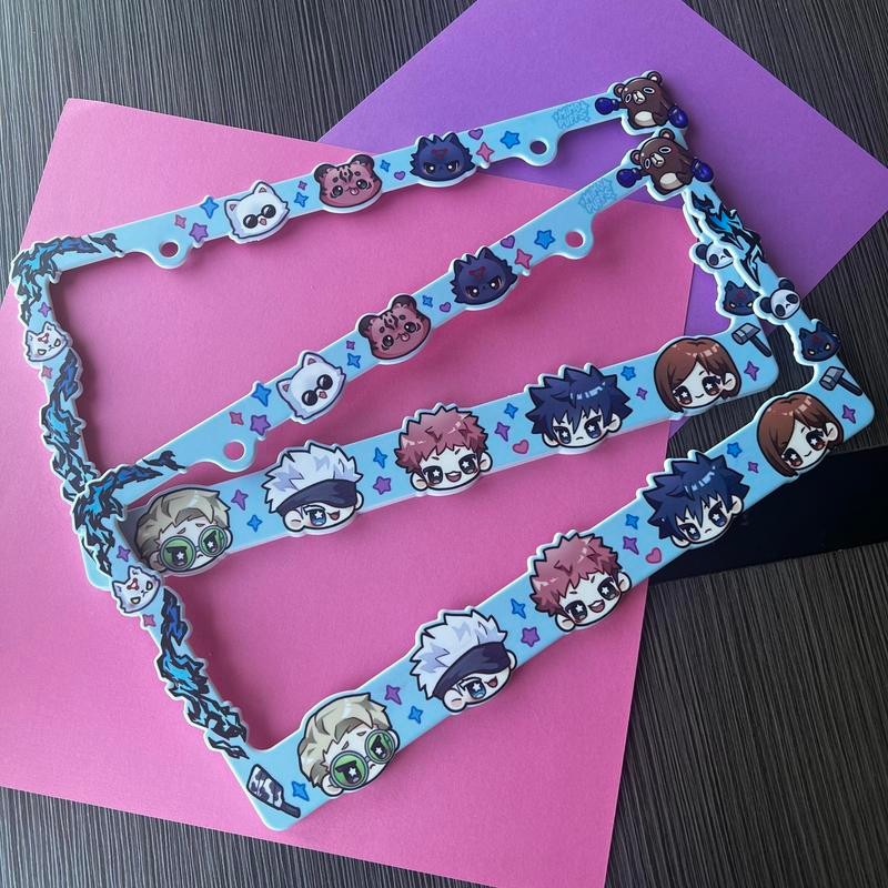 J J K License Plate Frame - Characters: Baby blue