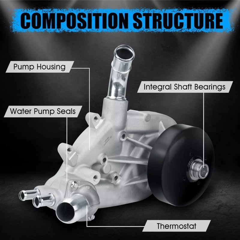 VEHITO Engine Water Pump w/ Thermostat For Chevy/GMC Silverado Sierra