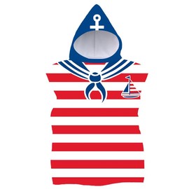 FEBE Bath Poncho Children's Bath Towel with Hood Bathrobe for Toddlers, seann, Unit size