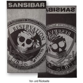 Sansibar Reservation Bath Towel 100 x 180 cm, Beach Towel, Sauna Towel Made of 100% Cotton, Soft Terry Cloth with Skull Motif, Oeko-Tex Certified, Sylt Design, Anthracite