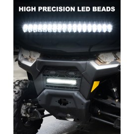 SAUTVS Front Mesh Grille with LED Light for Can-Am Defender, Front Bumper Mesh Grill with Adjustable LED Light Bar for Can-Am Defender MAX HD5 HD7 HD8 HD9 HD10 2020-2025 Accessories