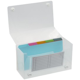 Winnable Index Card Holder Box with Dividers, 4" x 6", 200 Card Capacity, Clear