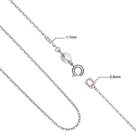 Aosyoisk S925 Silver Dainty Italian 1.1 mm Cable Chain Necklace, 40 cm, 45 cm, 50 cm Lengths for Women (45 cm)