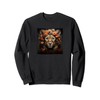 Leopard With Flowers Around Boho Style Graphic Sweatshirt