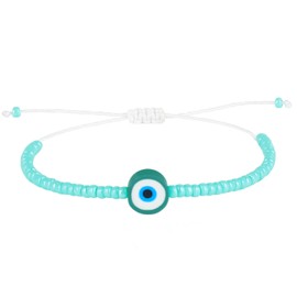 KELITCH Miyuki Women's Strand Bracelet Handmade Evil Eye Friendship Bracelet Adjustable Rope Bangle, Glass