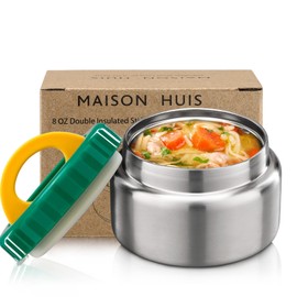 MAISON HUIS 8oz Soup Thermo Wide Mouth Vacuum Insulated Thermo Jar, Leak Proof Stainless Steel Food Container for Hot&Cold Food Kids Lunch Soup for School Travel (Green)