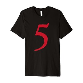 Large Red Color Maroon and The Number 5 Five Premium T-Shirt