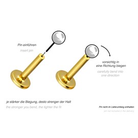 PIERCINGLINE Titanium Labret with Push Fit without Attachment Piercing Ear Conch Tragus Lip Nose Medusa Choice of Colours and Sizes, Titanium