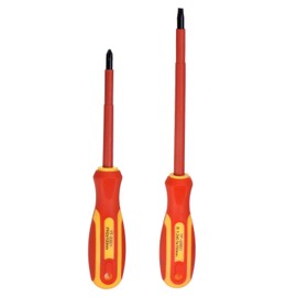 HARFINGTON 2pcs VDE Insulated Screwdriver 1000V SL1.2 x 6.5 x 150mm PH2 x 100mm CR-V Magnetic Electricians Slotted Phillips Head Screwdrivers with VDE Handle
