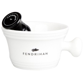 Fendrihan Porcelain Shaving Mug, White (MADE IN THE EUROPEAN UNION) AND Genuine 100% Pure Badger Shaving Brush with Black Handle